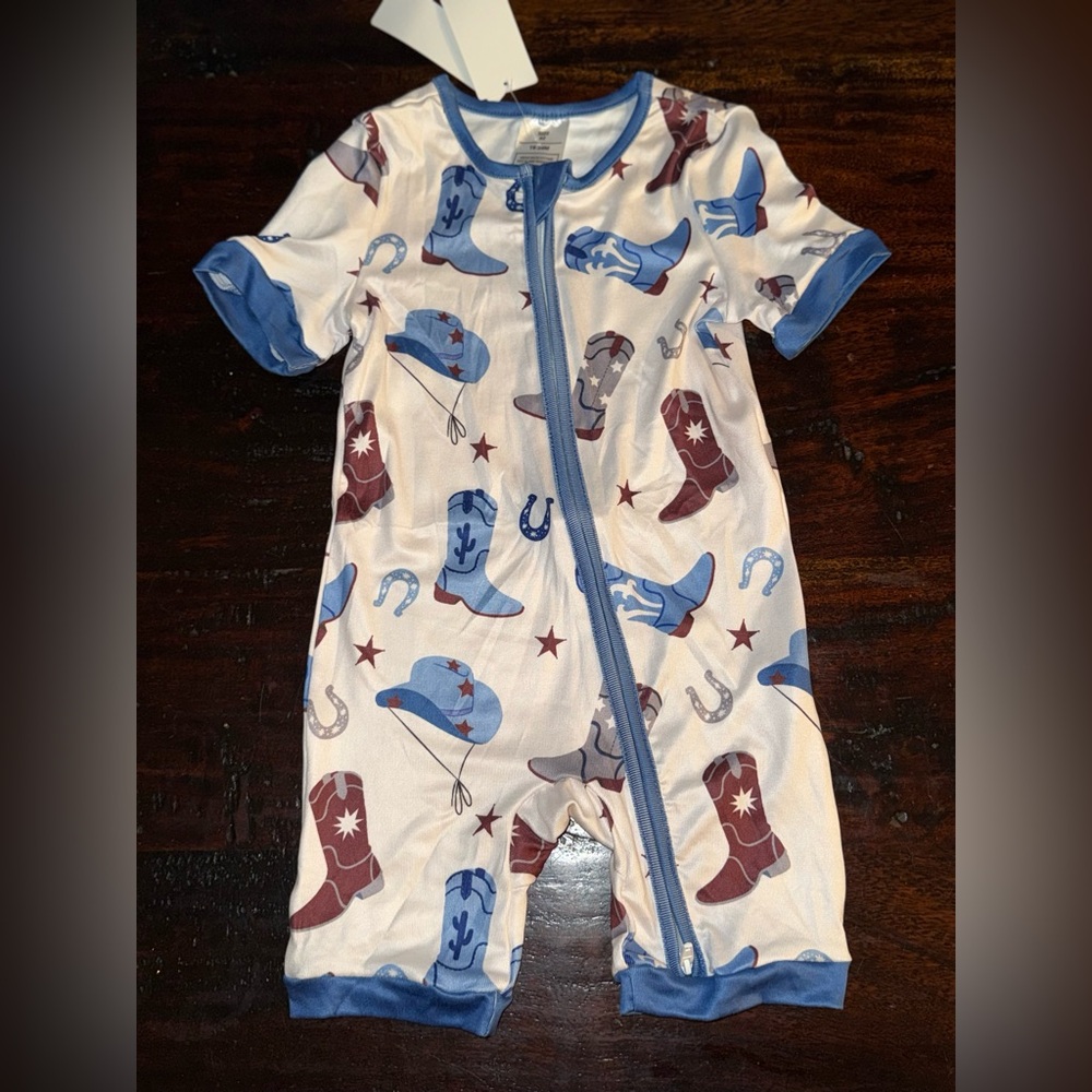 New Baby Boys Western Cowboy Summer Romper Size 18-24 Mo